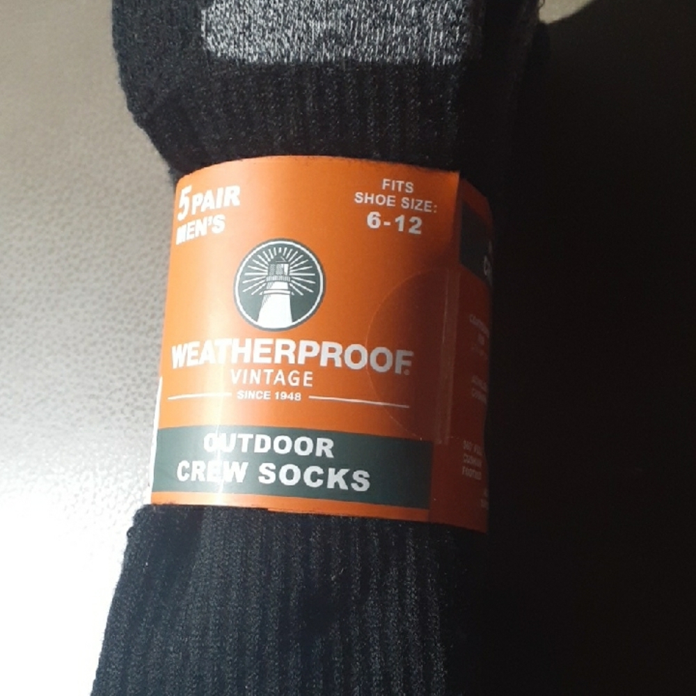 Weatherproof Men's Black and Gray Crew Socks - 5 Pair - Size: 6-12 - Picture 3 of 5